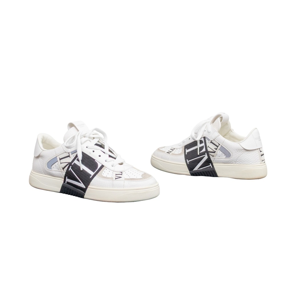 Valentino Garavani VL7N White Leather Logo Webbing Sneakers TTC58Y2 Mens 40